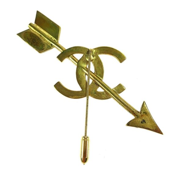 Chanel CC Bow And Arrow Brooch Pin Gold 28 75162 - Picture 2 of 4